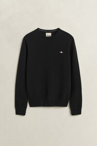 Gant Soft Superfine Italian Lambswool Crew Neck Trui Zwart