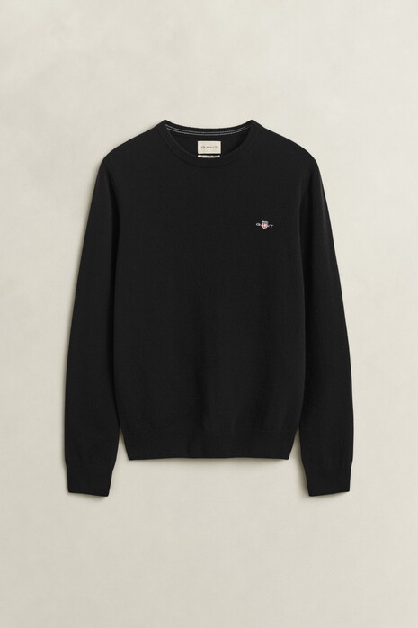 Gant Soft Superfine Italian Lambswool Crew Neck Trui Zwart