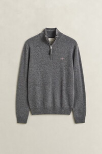 Gant Soft Superfine Italian Lambswool Half Zip Pullover Anthracite Grey