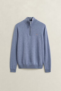 Gant Soft Superfine Italian Lambswool Half Zip Pullover Blue Horizon