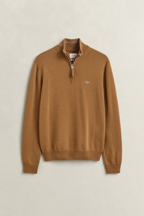 Gant Soft Superfine Italian Lambswool Half Zip Trui Caramel Brown