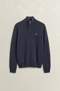 Gant Soft Superfine Italian Lambswool Half Zip Trui Dark Navy Melange
