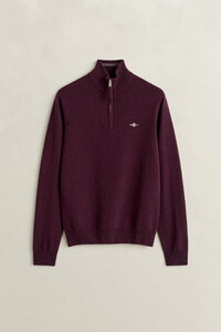 Gant Soft Superfine Italian Lambswool Half Zip Trui Darkened Wine