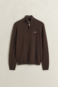 Gant Soft Superfine Italian Lambswool Half Zip Trui Donker Bruin