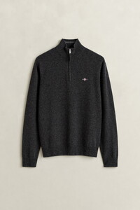 Gant Soft Superfine Italian Lambswool Half Zip Trui Donker Grijs