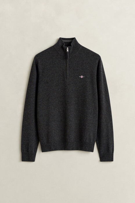 Gant Soft Superfine Italian Lambswool Half Zip Trui Donker Grijs