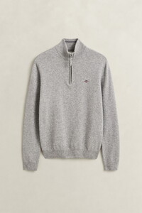 Gant Soft Superfine Italian Lambswool Half Zip Trui Grijs Melange