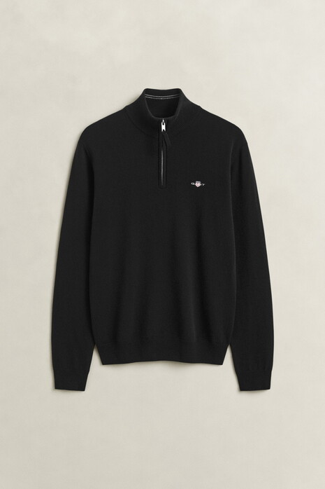 Gant Soft Superfine Italian Lambswool Half Zip Trui Zwart