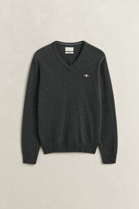 Gant Soft Superfine Italian Lambswool V-Neck Trui Dark Moss Green