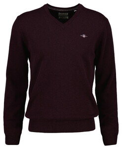 Gant Soft Superfine Italian Lambswool V-Neck Trui Darkened Wine