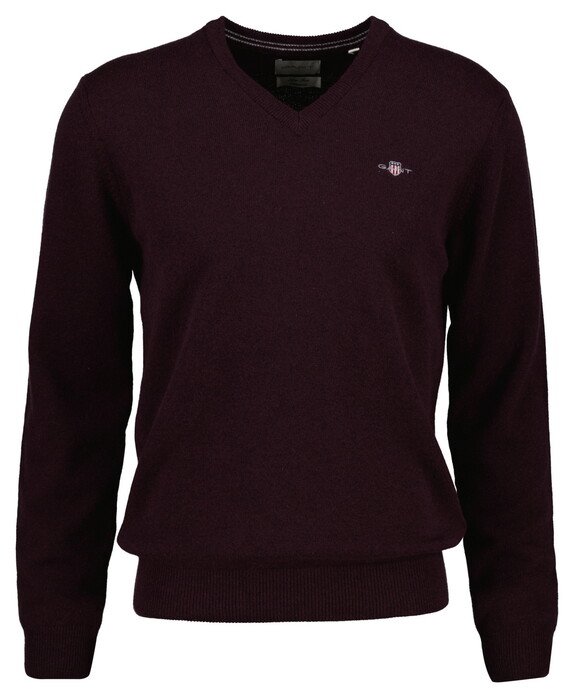 Gant Soft Superfine Italian Lambswool V-Neck Trui Darkened Wine