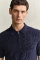Gant Solid Color Cotton Rib Knit Half Zip Polo Sweater Trui Avond Blauw