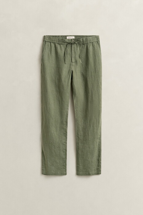 Gant Solid Color Linnen Drawstring Broek Dry Herb Green