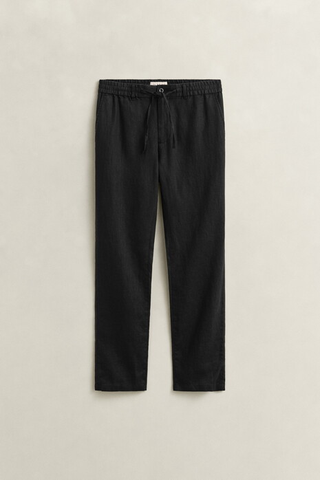 Gant Solid Color Linnen Drawstring Broek Zwart