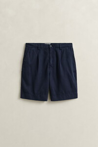 Gant Solid Color Lyocell Shorts Bermuda Avond Blauw