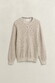 Gant Solid Color Micro Textured Cotton Crew Neck Pullover Clay Beige