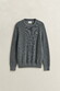 Gant Solid Color Micro Textured Cotton Crew Neck Pullover Dark Grey Melange