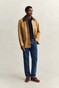 Gant Solid Color Micro Textured Cotton Crew Neck Trui Avond Blauw