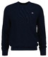 Gant Solid Color Micro Textured Cotton Crew Neck Trui Avond Blauw