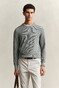 Gant Solid Color Micro Textured Cotton Crew Neck Trui Ceramic Grey