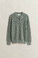 Gant Solid Color Micro Textured Cotton Crew Neck Trui Ceramic Grey
