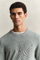 Gant Solid Color Micro Textured Cotton Crew Neck Trui Ceramic Grey