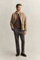 Gant Solid Color Micro Textured Cotton Crew Neck Trui Dark Hazelnut Melange