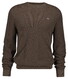 Gant Solid Color Micro Textured Cotton Crew Neck Trui Dark Hazelnut Melange