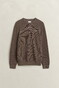 Gant Solid Color Micro Textured Cotton Crew Neck Trui Dark Hazelnut Melange