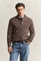 Gant Solid Color Micro Textured Cotton Half Zip Pullover Dark Hazelnut Melange