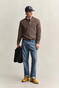 Gant Solid Color Micro Textured Cotton Half Zip Pullover Dark Hazelnut Melange