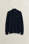 Gant Solid Color Micro Textured Cotton Half Zip Trui Avond Blauw