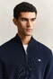 Gant Solid Color Micro Textured Cotton Half Zip Trui Avond Blauw