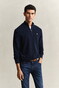 Gant Solid Color Micro Textured Cotton Half Zip Trui Avond Blauw