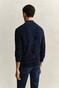 Gant Solid Color Micro Textured Cotton Half Zip Trui Avond Blauw