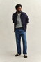 Gant Solid Color Micro Textured Cotton Half Zip Trui Ceramic Grey
