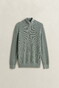 Gant Solid Color Micro Textured Cotton Half Zip Trui Ceramic Grey