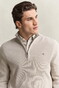 Gant Solid Color Micro Textured Cotton Half Zip Trui Clay Beige