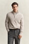 Gant Solid Color Micro Textured Cotton Half Zip Trui Clay Beige