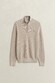 Gant Solid Color Micro Textured Cotton Half Zip Trui Clay Beige