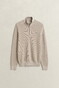 Gant Solid Color Micro Textured Cotton Half Zip Trui Clay Beige