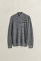 Gant Solid Color Micro Textured Cotton Half Zip Trui Dark Grey Melange