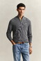 Gant Solid Color Micro Textured Cotton Half Zip Trui Dark Grey Melange