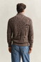 Gant Solid Color Micro Textured Cotton Half Zip Trui Dark Hazelnut Melange