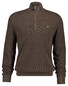 Gant Solid Color Micro Textured Cotton Half Zip Trui Dark Hazelnut Melange