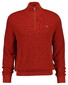 Gant Solid Color Micro Textured Cotton Half Zip Trui Maple Fire