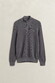 Gant Solid Color Micro Textured Cotton Half Zip Trui Midden Grijs