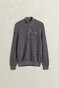 Gant Solid Color Micro Textured Cotton Half Zip Trui Midden Grijs