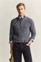 Gant Solid Color Micro Textured Cotton Half Zip Trui Midden Grijs