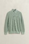 Gant Solid Color Micro Textured Cotton Half Zip Trui Surplus Mint